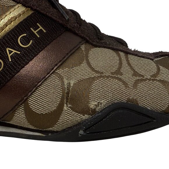 Coach Jayme Womens Monogram Sneakers Size 9M Brown Signature Canvas Suede - READ - Picture 10 of 12
